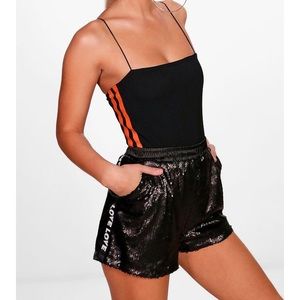 Black Bodysuit with Stripes NWT